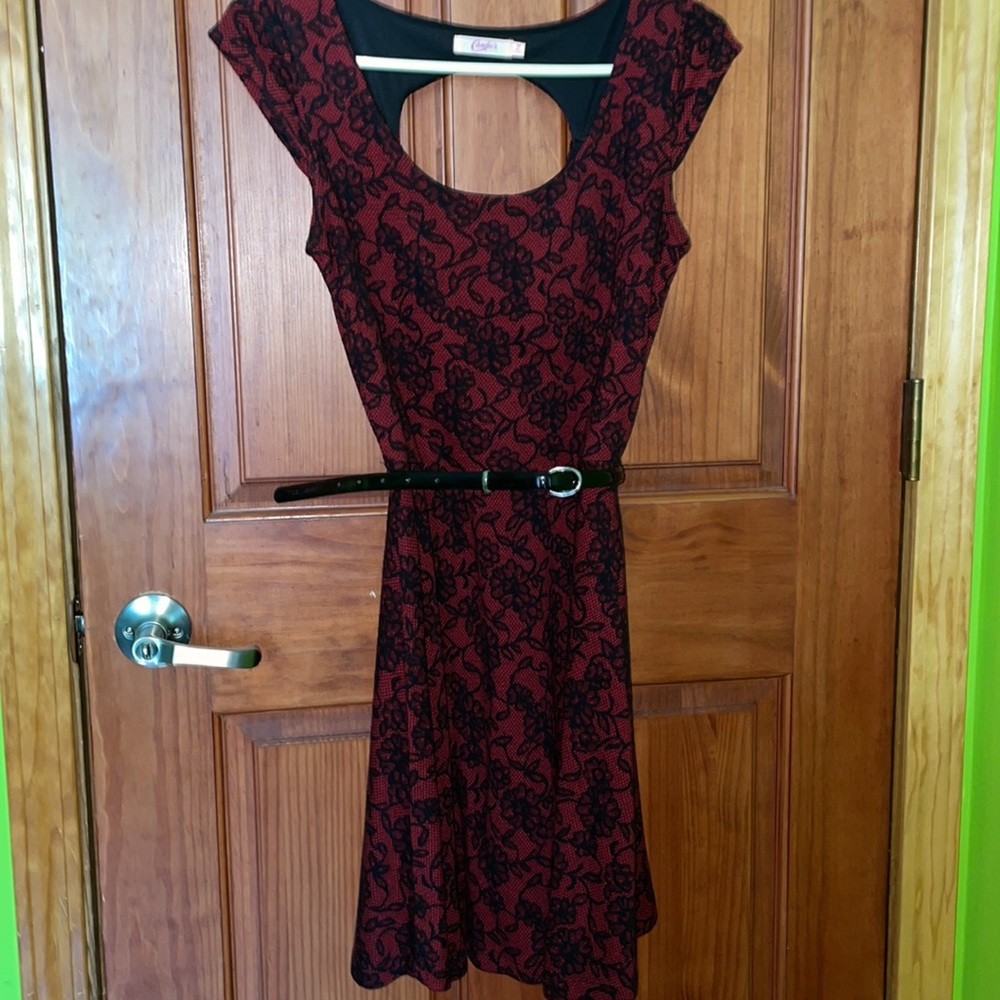Red and black floral dress ♥️🖤